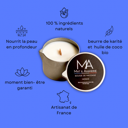 BOUGIE DE MASSAGE - RITUEL SOIN AUX HUILES BIO